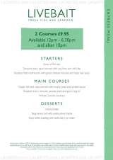 Menus & Prices, Livebait Restaurant, Covent Garden