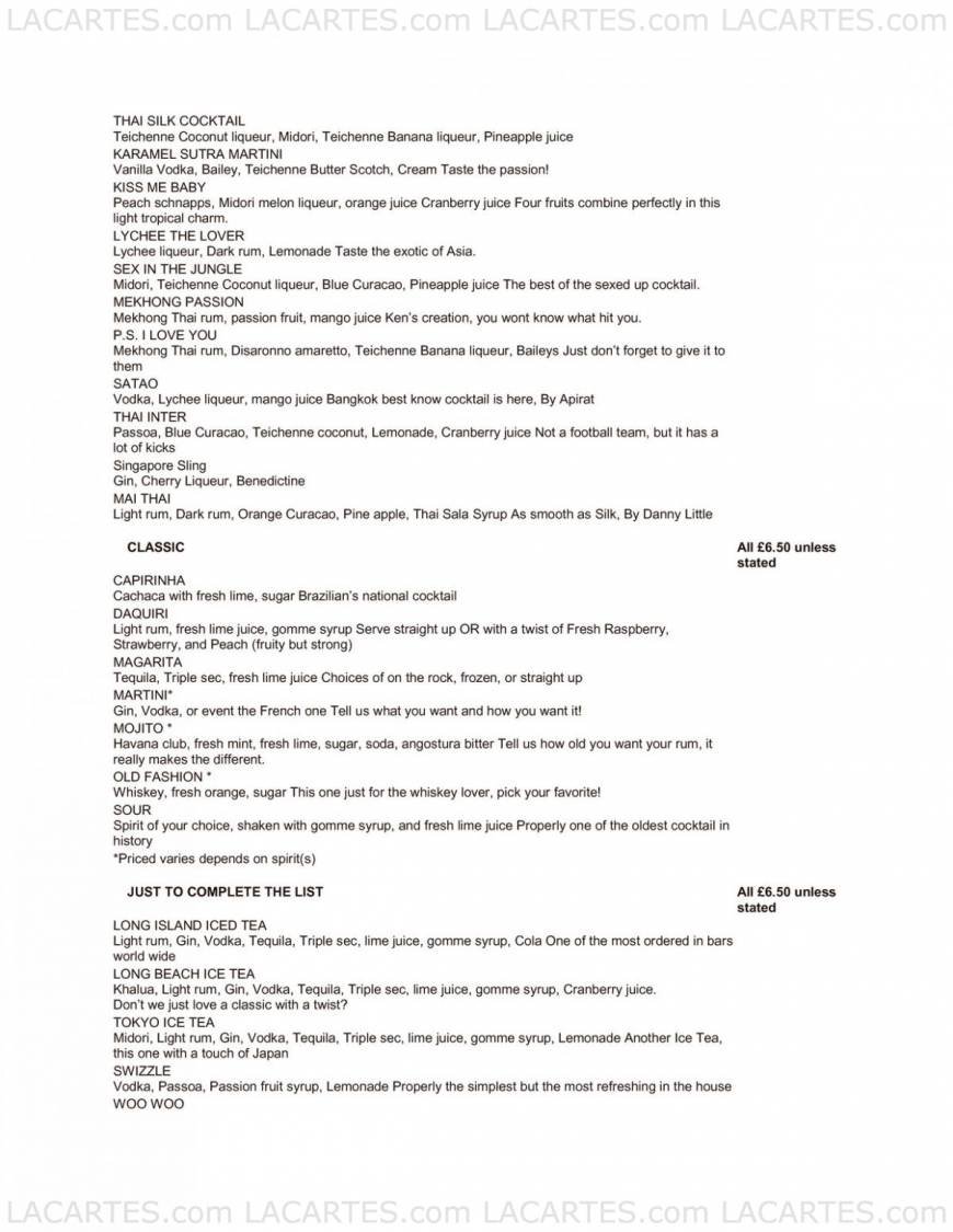  Pricelists of Thai Silk Bar @ O2 Unit No.13, The O2, Peninsula Square - Photo 2 of 5