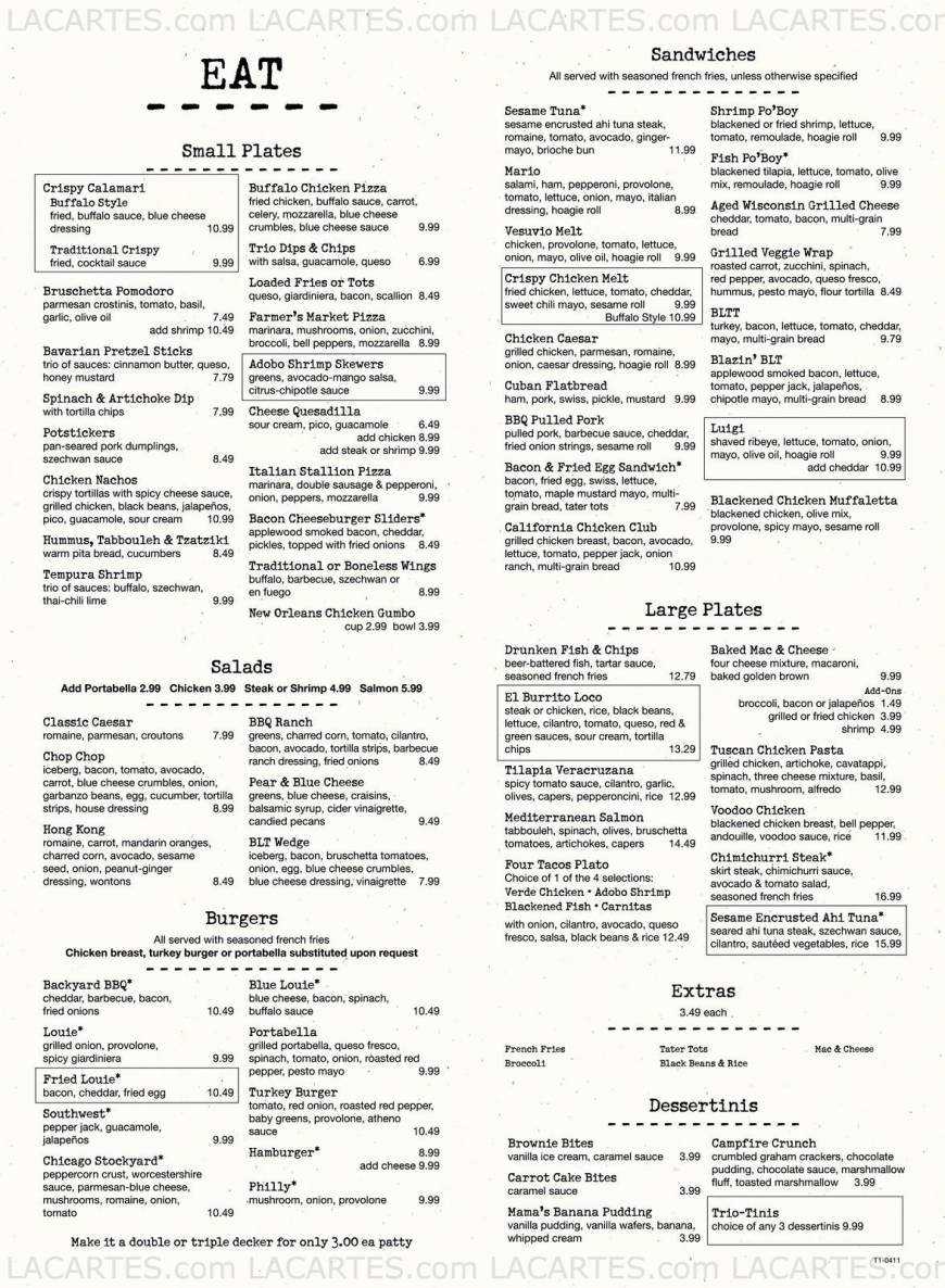  Pricelists of Bar Louie - Little Rock 11525 Cantrell Rd - Photo 2 of 2