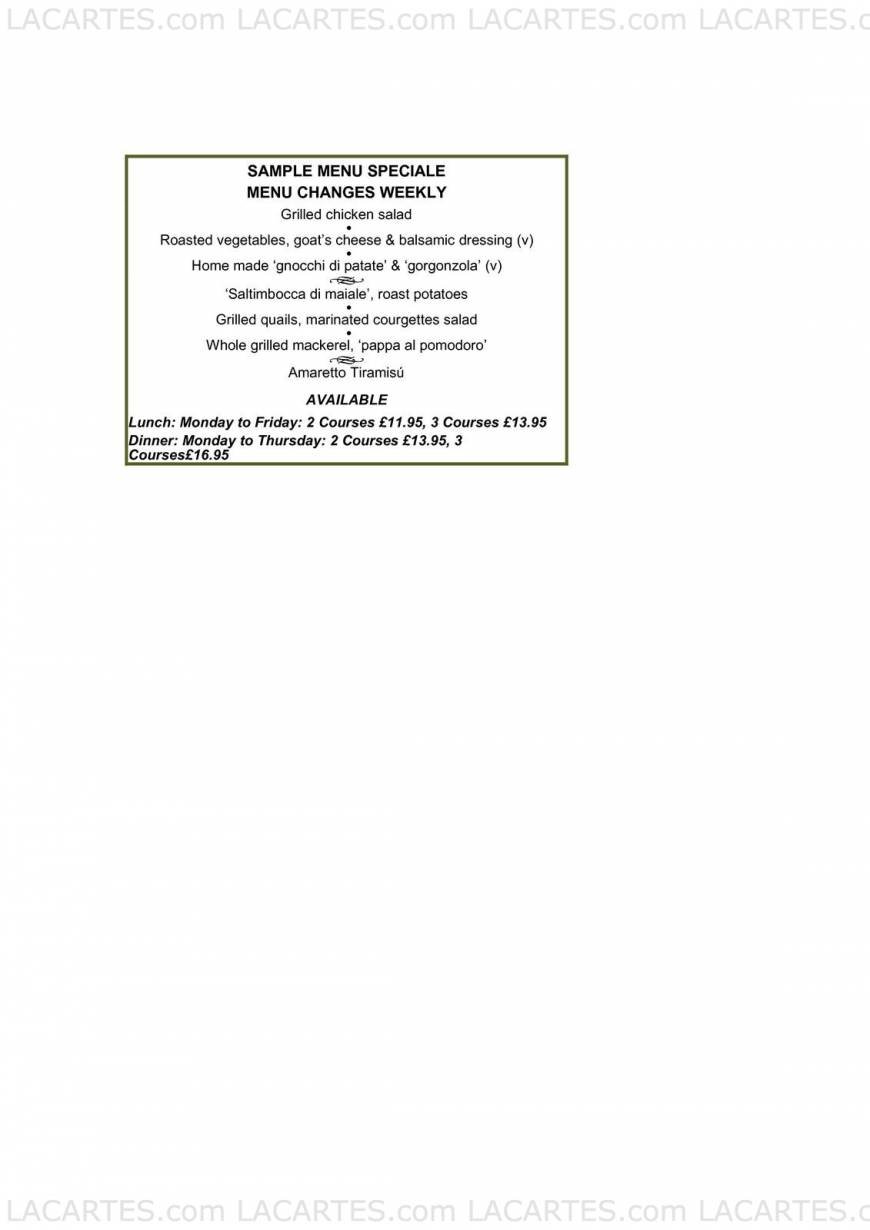  Pricelists of Bella Vista Cucina Italiana 3/5 Montpelier Vale - Photo 2 of 4