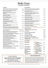 Menus & Prices, Bella Vista Cucina Italiana, Blackheath