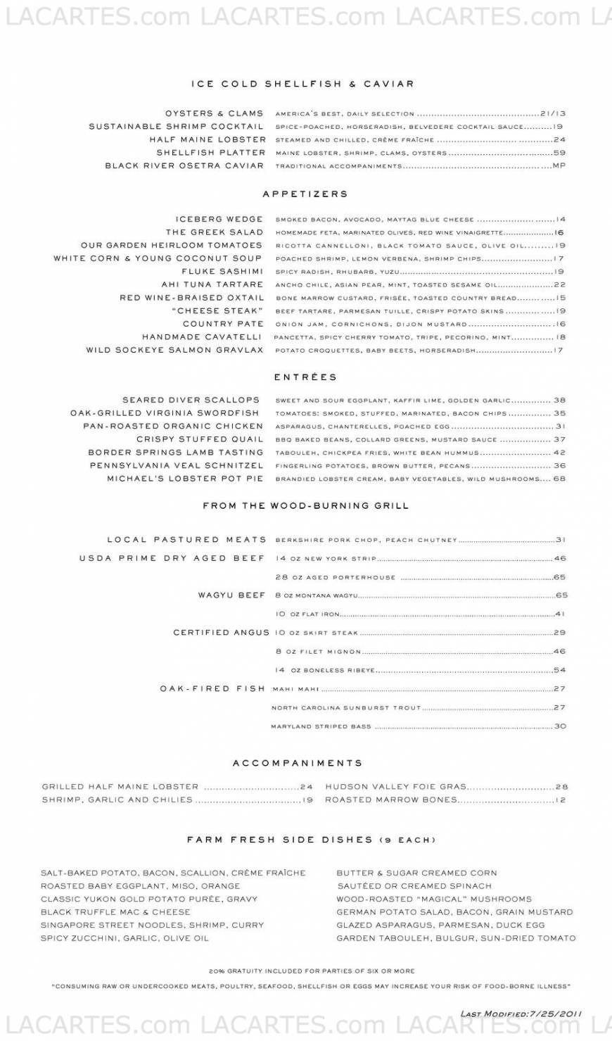  Pricelists of BOURBON STEAK - DC Four Seasons Hotel in Washington, D.C. 2800 Pennsylvania Avenue NW - Photo 1 of 3