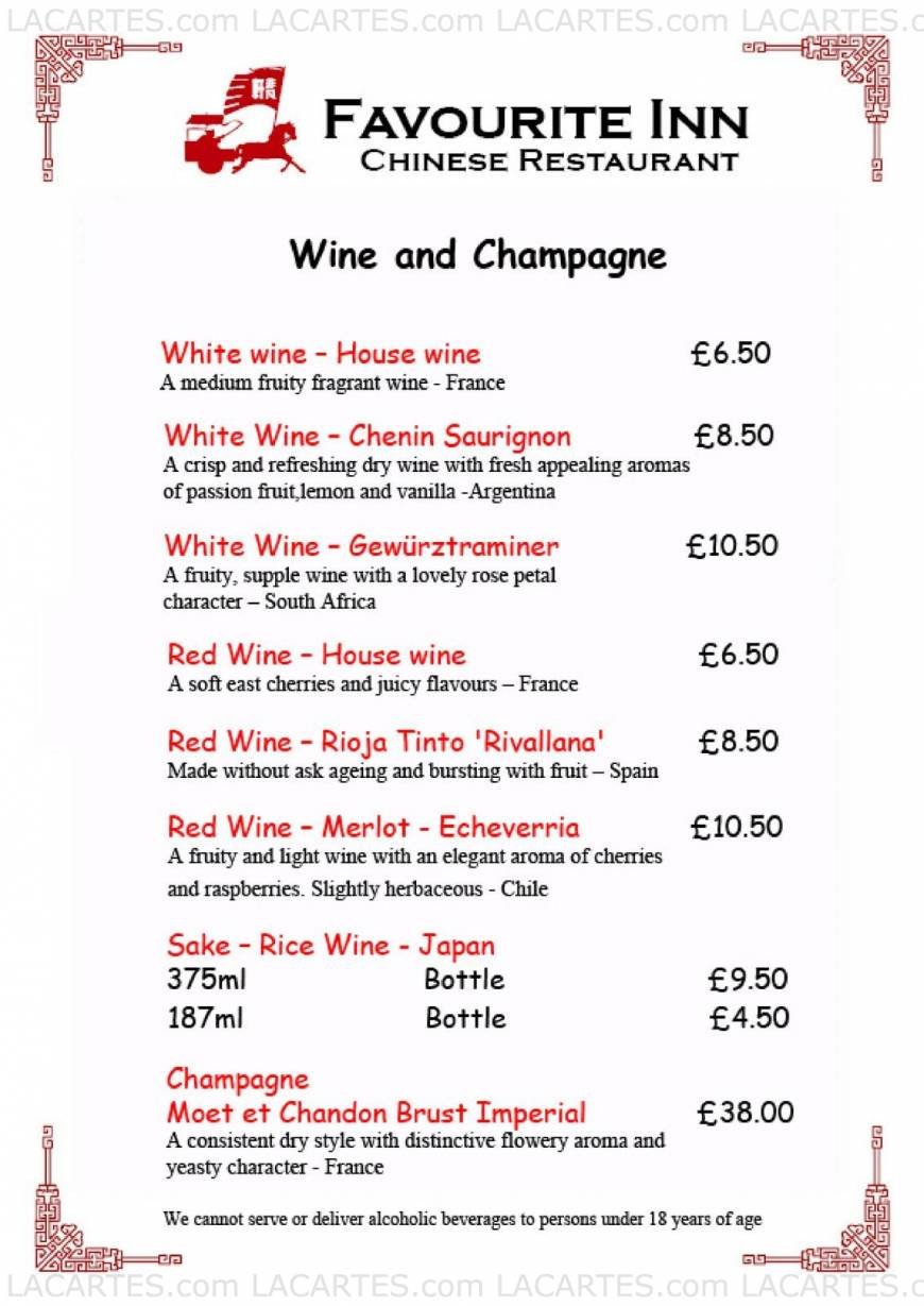  Pricelists of Favourite Inn Chinese Restaurant 12 Spray Street - Photo 4 of 27