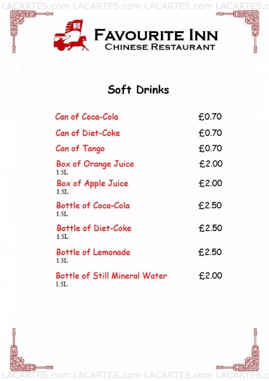  Pricelists of Favourite Inn Chinese Restaurant 12 Spray Street - Photo 2 of 27