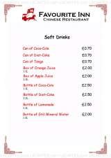 Menus & Prices, Favourite Inn Chinese Restaurant, Woolwich