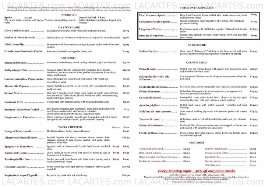  Pricelists of Locale Cucina Italiana - Blackheath 1 Lawn Terrace - Photo 1 of 9