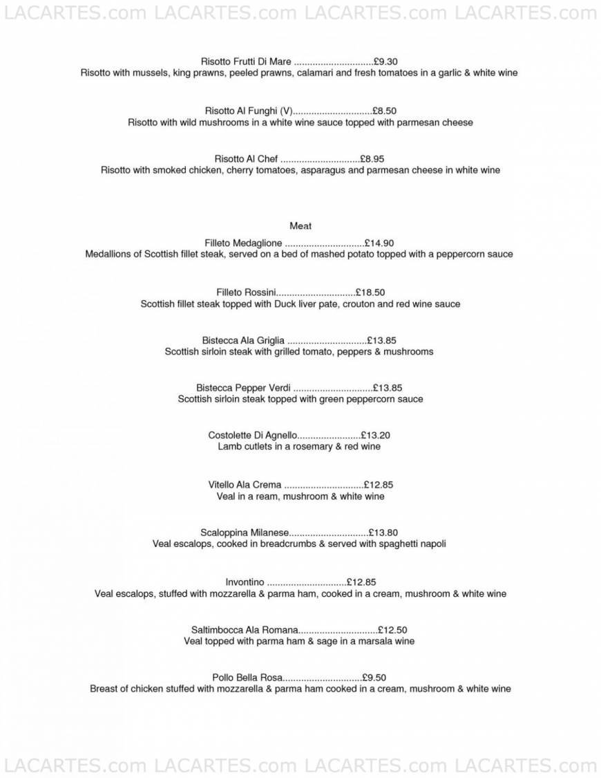  Pricelists of La Bella Rosa 90 Eltham High Street - Photo 2 of 4