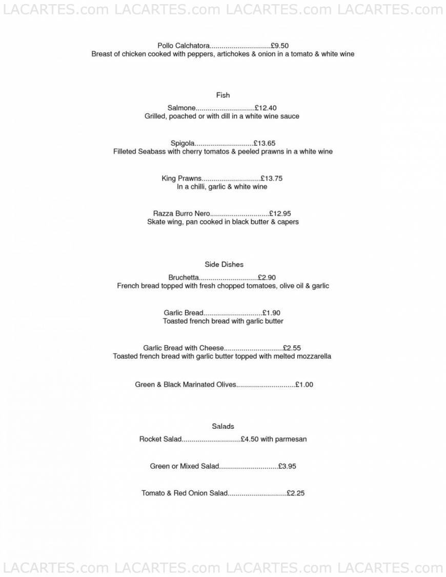  Pricelists of La Bella Rosa 90 Eltham High Street - Photo 3 of 4