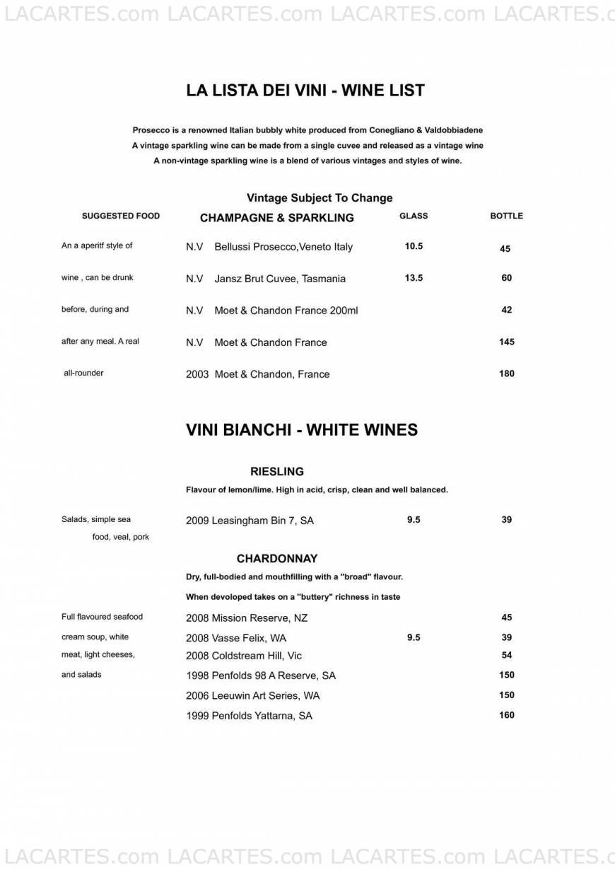  Pricelists of Cucinetta Ristorante Bar 103 Woolwich Rd - Photo 2 of 7