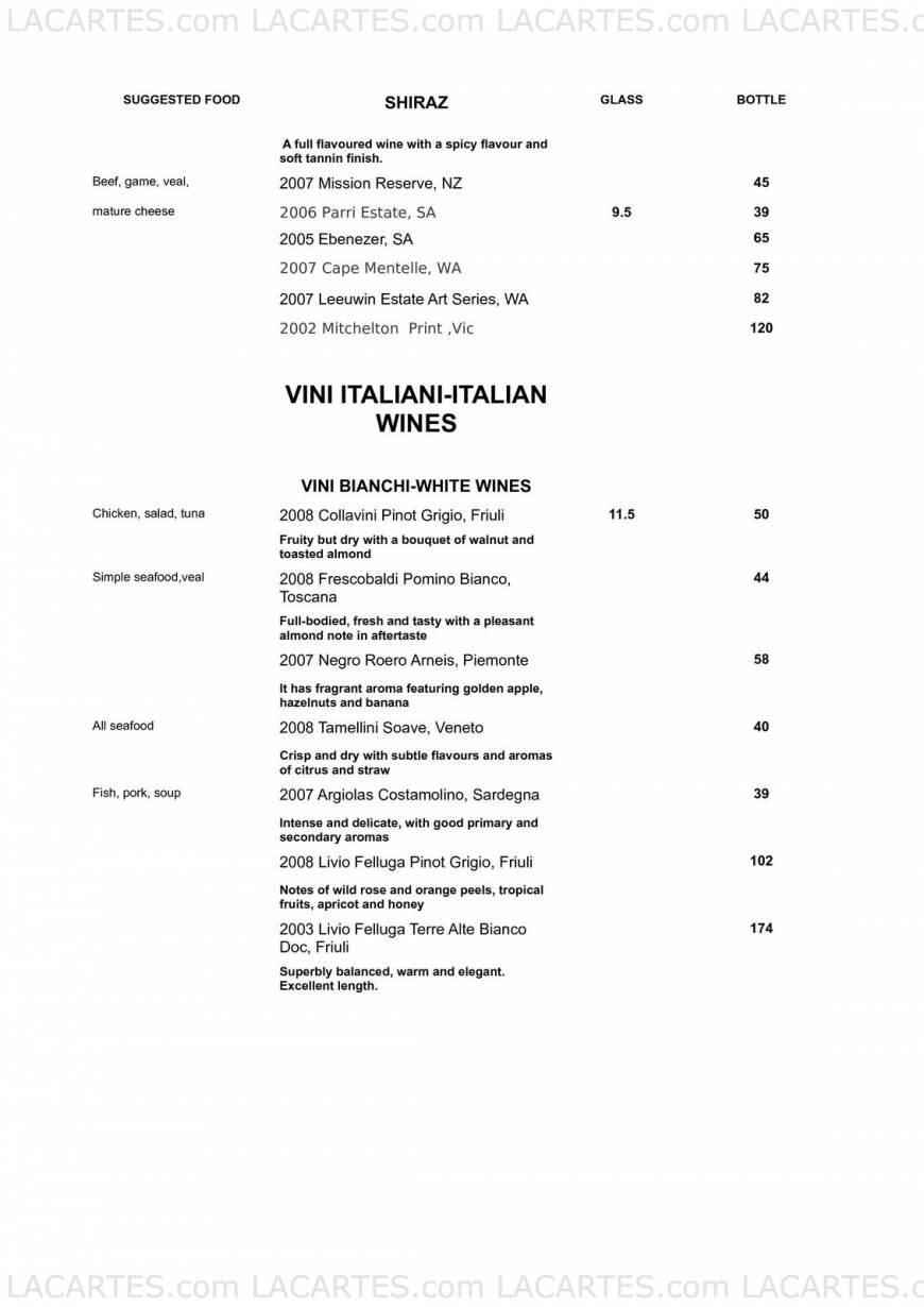  Pricelists of Cucinetta Ristorante Bar 103 Woolwich Rd - Photo 6 of 7