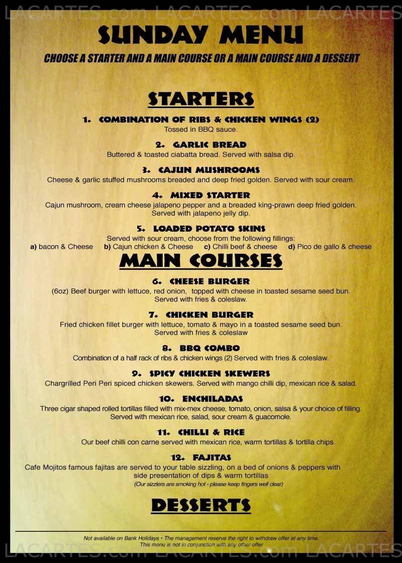  Pricelists of Cafe Mojito Mexican Salsa Bar and Restaurant 219 Broadway - Photo 1 of 3