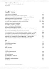 Menus & Prices, The Princess Of Wales, Blackheath