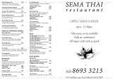 Menus & Prices, Sema Thai Restaurant, East Dulwich