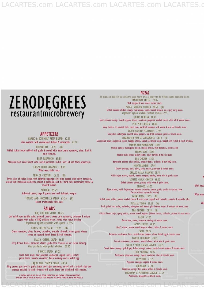  Pricelists of Zero Degrees - Bristol 53 Colston Street - Photo 1 of 12