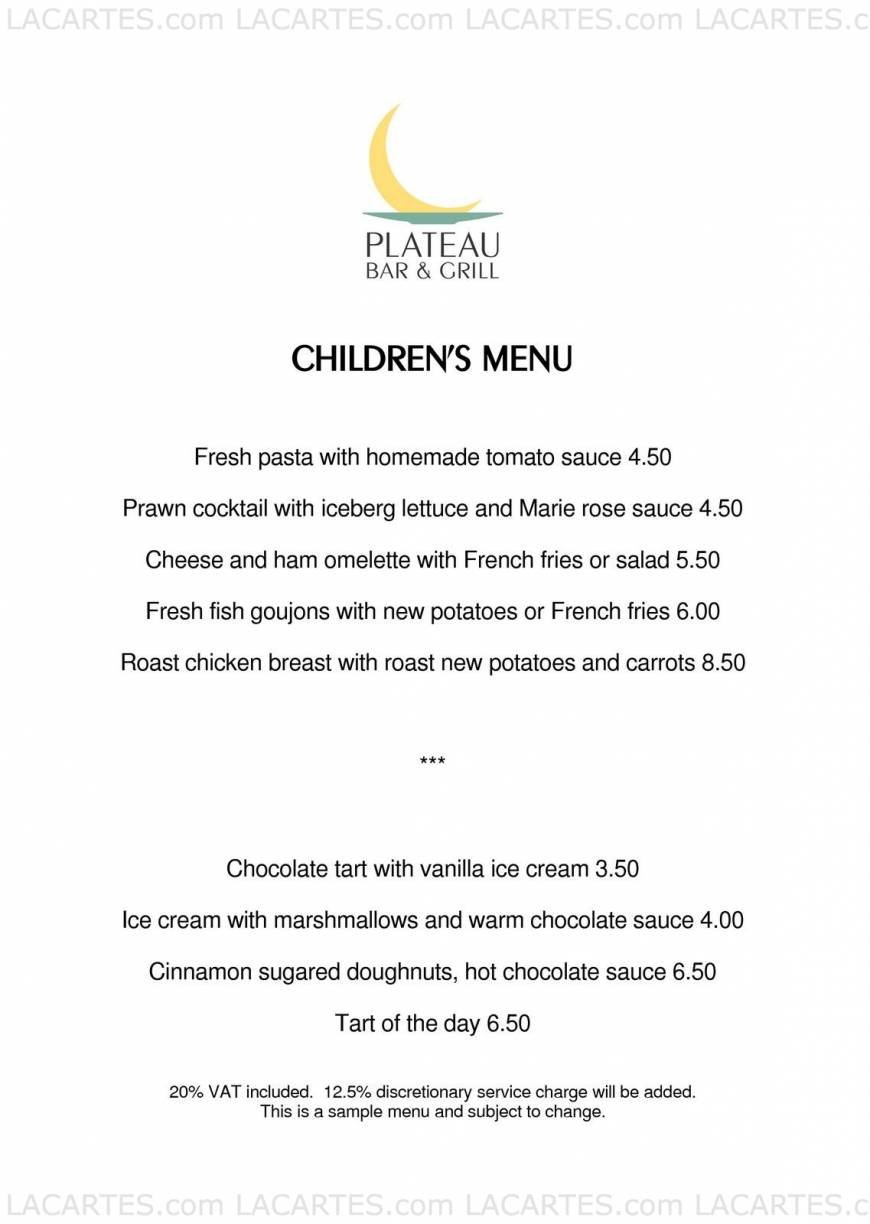  Pricelists of Plateau Bar and Grill Canary Wharf Shopping Centre, 16-19 Canada Square - Photo 2 of 2