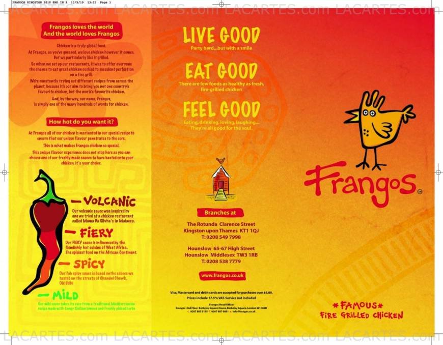 Pricelists of Frangos - Famous Fire Grilled Chicken The Rotunda, Clarence street - Photo 1 of 2
