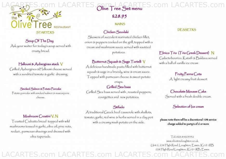  Pricelists of The Olive Tree 258 High Road - Photo 1 of 5