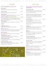 Menus & Prices, The Olive Tree, Loughton