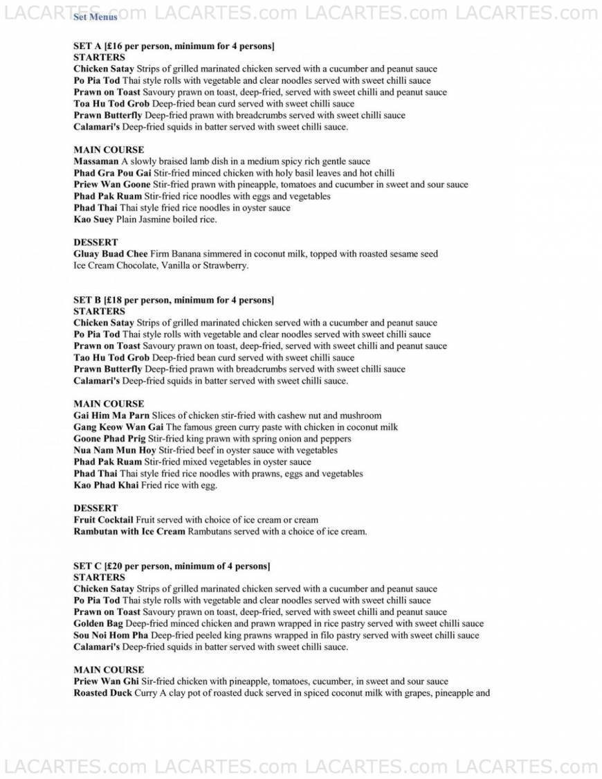  Pricelists of Saay Tharn - Thai Restaurant 13 Forest Road   - Photo 1 of 8