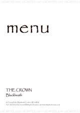 Menus & Prices, Crown, Blackheath