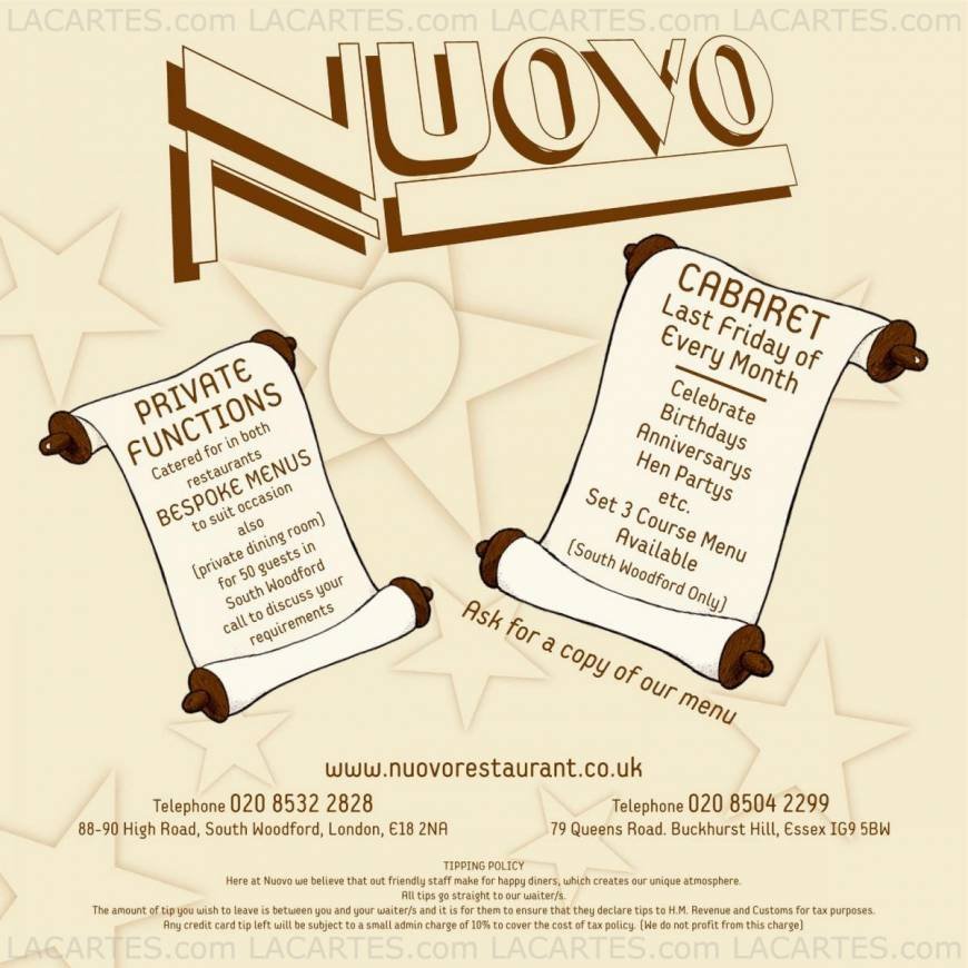  Pricelists of Nuovo Restaurant Buckhurst Hill 79 Queens Road         - Photo 4 of 5