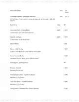 Menus & Prices, Plume of Feathers, Greenwich