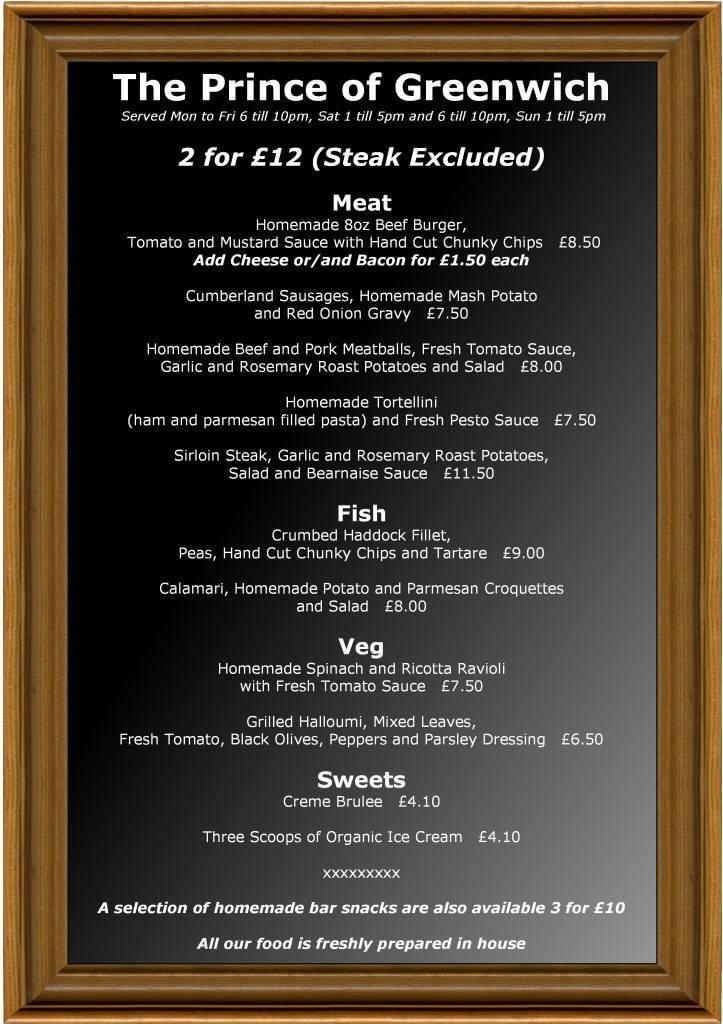  Pricelists of The Prince Of Greenwich 72 Royal Hill - Photo 1 of 1