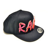 RAGE Hot Pink Acrylic letters on Black Snapback Hat