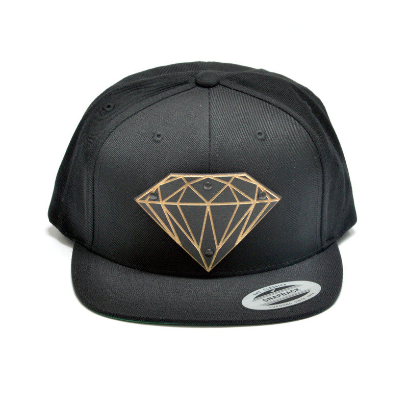 Diamond Sign Wood Charm Black Snapback Hat