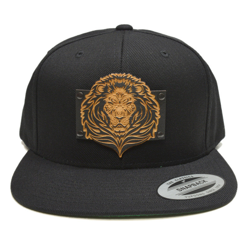 Lion Wood Charm Black Snapback Hat Lion Wood Charm Black Snapback Hat