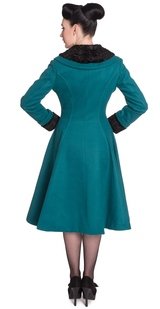 Hell Bunny Retro 50s Swing Teal Vivien Coat - Plus Sizes Available