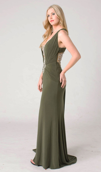E104 SUPER SULTRY JEWEL GOWN - OLIVE E104 SUPER SULTRY JEWEL GOWN - OLIVE