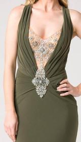 E104 SUPER SULTRY JEWEL GOWN - OLIVE