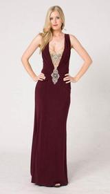 E104 SUPER SULTRY JEWEL GOWN - BURGUNDY