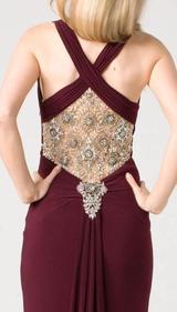 E104 SUPER SULTRY JEWEL GOWN - BURGUNDY