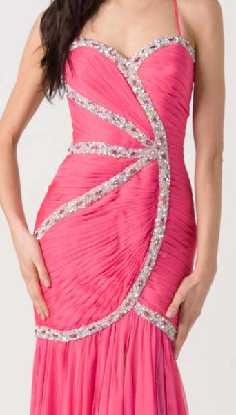 E105 VIBRANT CHIC FORMAL GOWN - FUSHIA