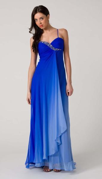 E110 COLOURFULL SILK ELEGANCE GOWN - BLUE