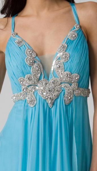 E115 GRACEFUL GODDESS EVENING GOWN - BLUE