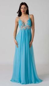 E115 GRACEFUL GODDESS EVENING GOWN - BLUE