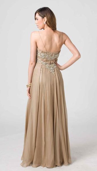 E202 FLOWING GOLDEN ELEGANCE GOWN E202 FLOWING GOLDEN ELEGANCE GOWN