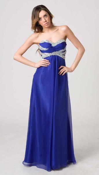 E203 SHIMMER AND SHINE STRAPLESS GOWN - NAVY BLUE