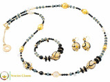 Aida Long Necklace Set - Black, Gold and Grey