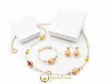 Aida Long Necklace Set - Rose, Gold and White
