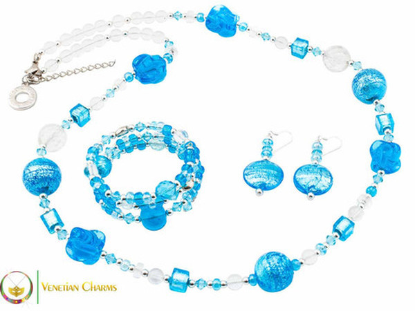 Cheri Long Necklace Set - Blue and Light Blue