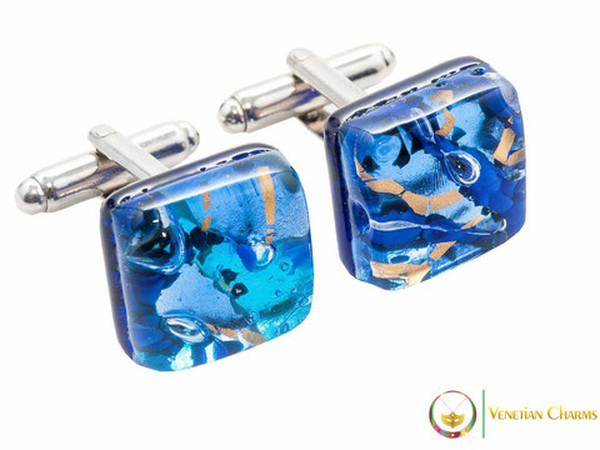 Chrome Cufflinks - Blue and Gold