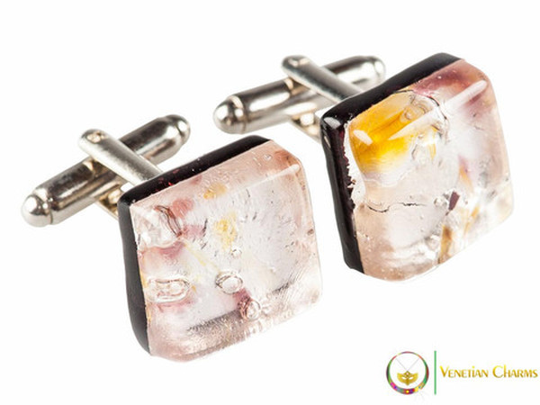 Chrome Cufflinks - Pink, Yellow and White