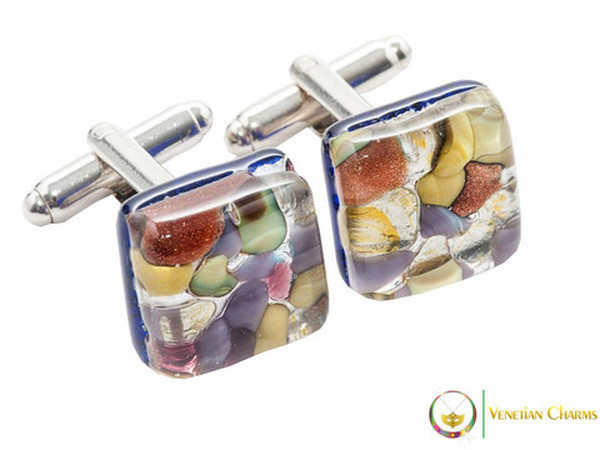 Chrome Cufflinks - Purple, Green and Gold