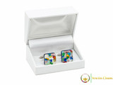 Chrome Cufflinks - Green and Silver