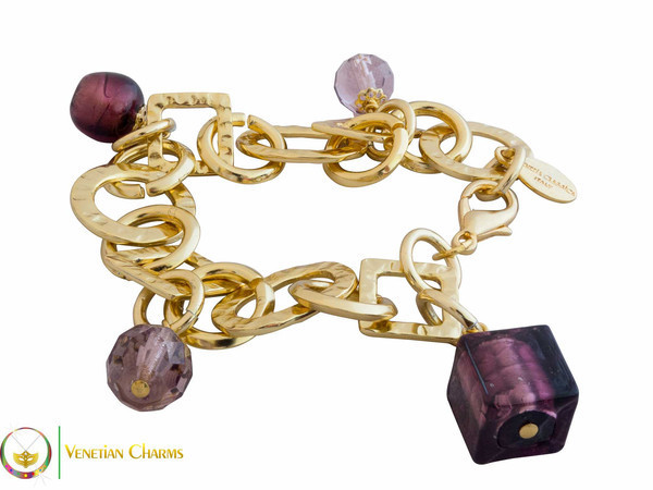 Florence Gold Charm Bracelet - Amethyst