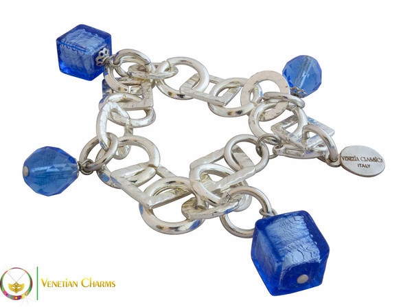 Florence Silver Charm Bracelet - Blue